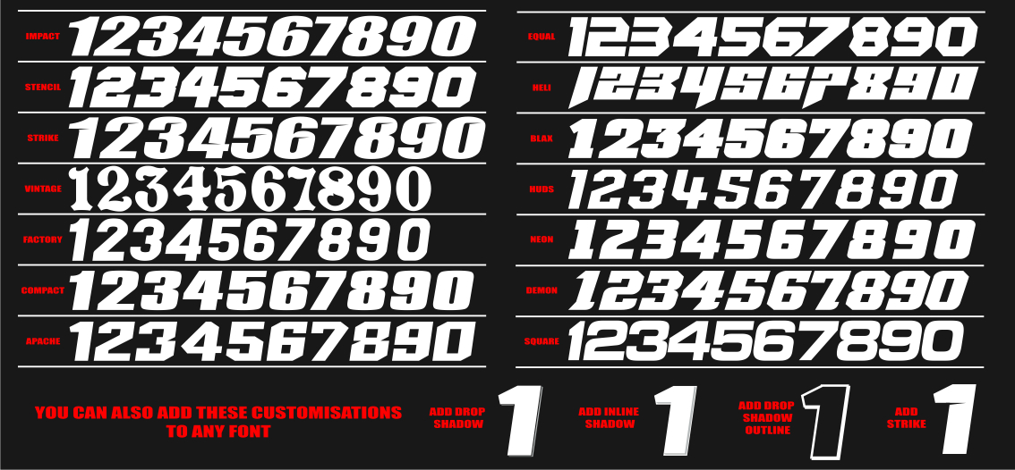 motocross jersey fonts